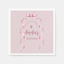 Servilleta De Papel Pink Bow Coquette Birthday