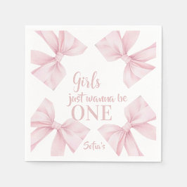 Servilleta De Papel Pink Bow Coquette Girl 1st Birthday 