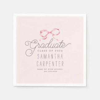 Servilleta De Papel Pink Bow Coquette Photo Graduation Party 