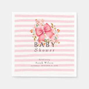 Servilleta De Papel Pink Bow Flour acuarela ducha de bebé