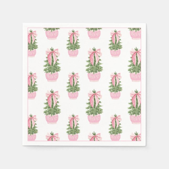 Servilleta De Papel Pink Bow Ginger Jar Christmas Tree (Anverso)
