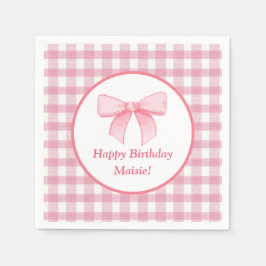 Servilleta De Papel Pink Bow Gingham Napkin 