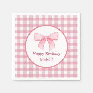 Servilleta De Papel Pink Bow Gingham Napkin 