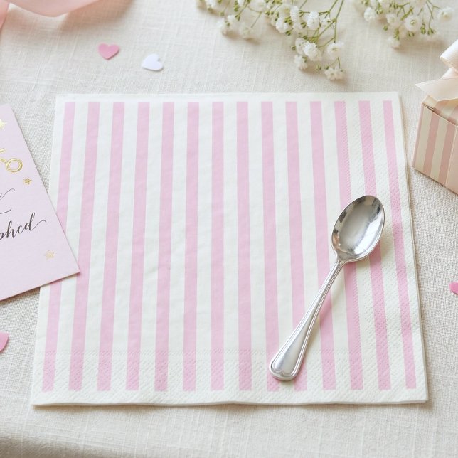 Servilleta De Papel Pink Bow Girl Coquette Striped Baby Shower  (Subido por el creador)