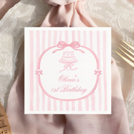 Servilleta De Papel Pink Bow Girl First Birthday