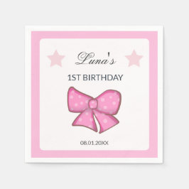 Servilleta De Papel Pink Bow Girl Kids 1st Birthday 