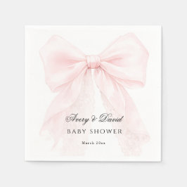 Servilleta De Papel Pink Bow Girl Modern Baby Shower 
