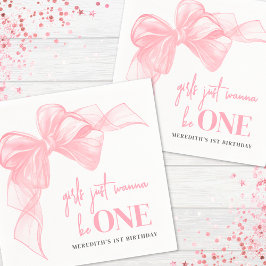 Servilleta De Papel Pink Bow Girls 1st Birthday