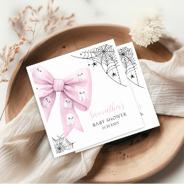 Servilleta De Papel Pink Bow Little Boo Halloween Baby Shower Napkin