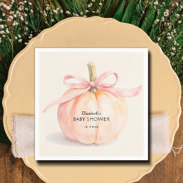 Servilleta De Papel Pink Bow Little Pumpkin Baby Shower