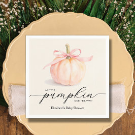 Servilleta De Papel Pink Bow Little Pumpkin Baby Shower