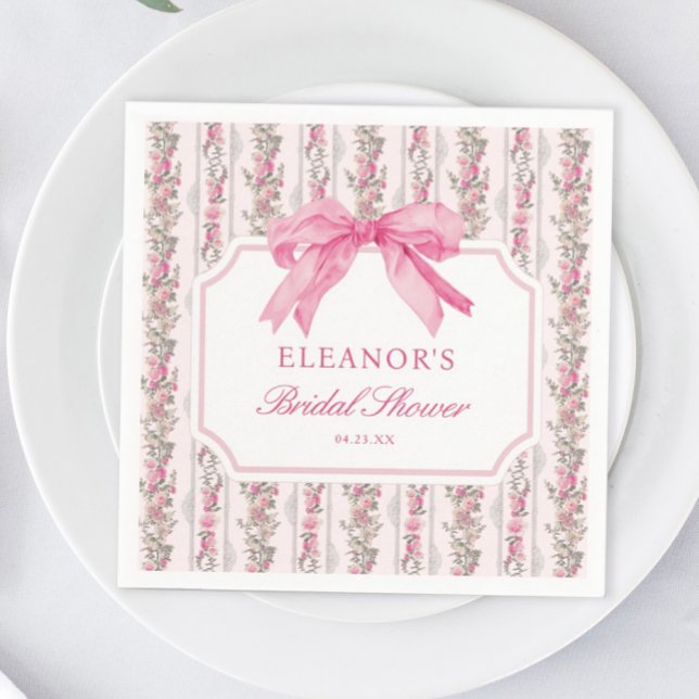 Servilleta De Papel Pink Bow Love Shack Fiancé Bridal Shower Favor (Subido por el creador)