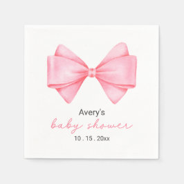 Servilleta De Papel Pink Bow Moderno Chica Baby Shower Napkins
