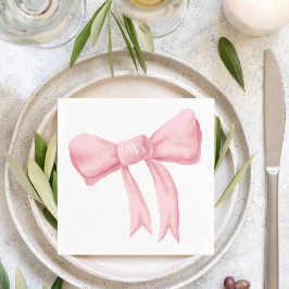 Servilleta De Papel Pink Bow Monogram Preppy Napkin