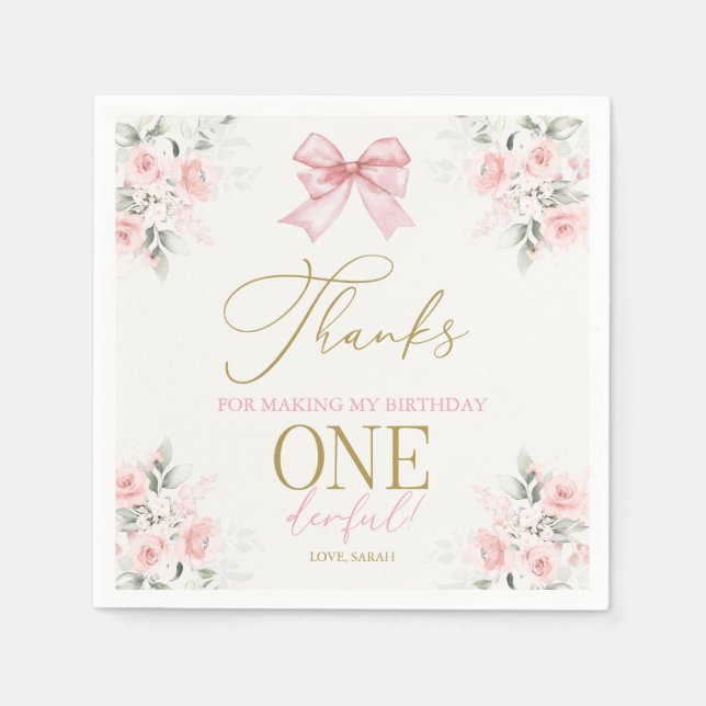 Servilleta De Papel Pink Bow Napkins Chica (Anverso)