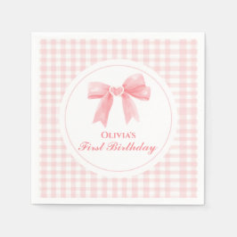Servilleta De Papel Pink Bow preppy Coquette primer cumpleaños