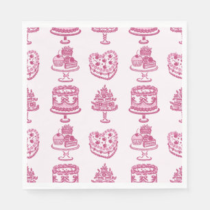 Servilleta De Papel Pink Bow Retro Heart Coquette Cake Valentines