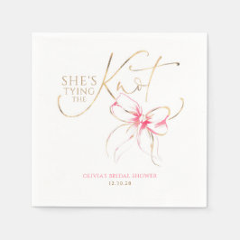 Servilleta De Papel Pink Bow She's Tying the Knot Bridal Shower