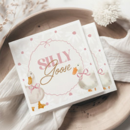 Servilleta De Papel Pink Bow Silly Goose Coquette Cumpleaños