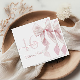 Servilleta De Papel Pink Bow Sweet 16 Birthday Napkins