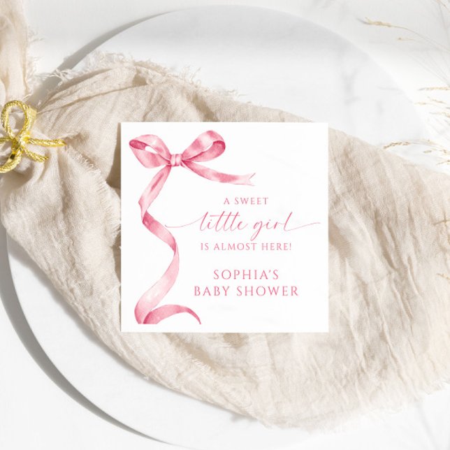 Servilleta De Papel Pink Bow Sweet Little Girl Baby Shower (Subido por el creador)