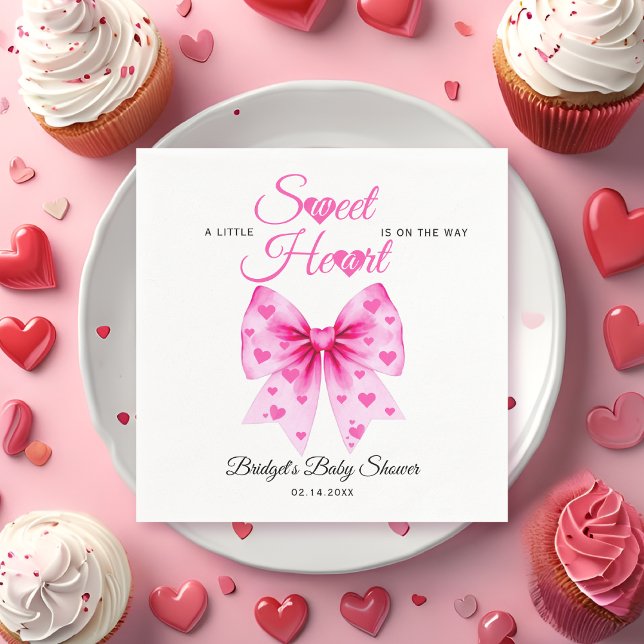 Servilleta De Papel PInk Bow Sweetheart girl Valentine's Baby shower  (Subido por el creador)