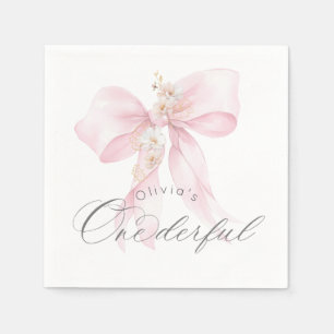 Servilleta De Papel Pink Bow Un Maravilloso chica Primer Cumpleaños