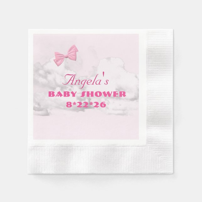 Servilleta De Papel Pink Bows Baby Shower Personalized  (Anverso)
