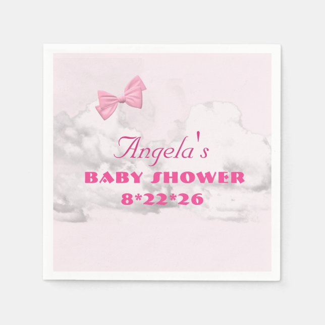 Servilleta De Papel Pink Bows Baby Shower Personalized  (Anverso)