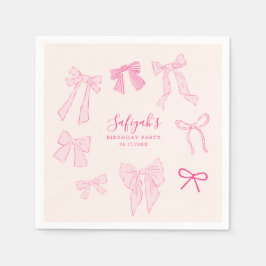 Servilleta De Papel Pink Bows Whimsical Birday Party