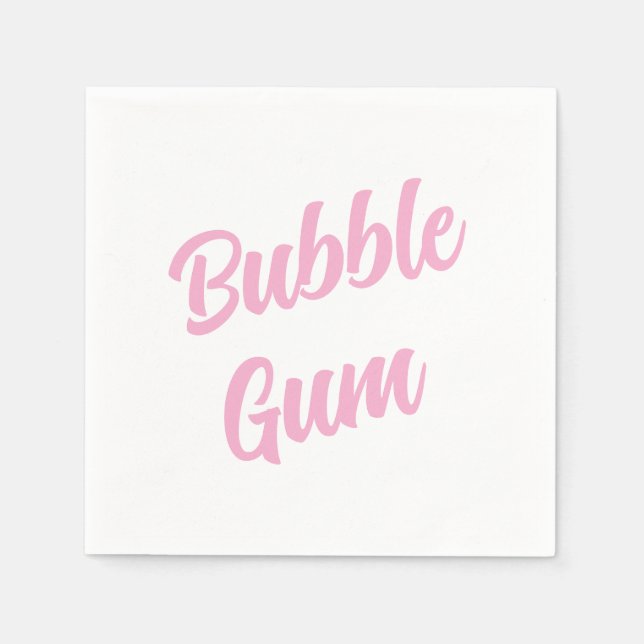 Servilleta De Papel Pink Bubble Gum Simple Typography Birthday Party (Anverso)