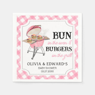 Servilleta De Papel Pink Burger BBQ Baby Shower