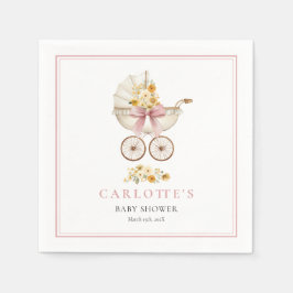Servilleta De Papel Pink Carriage Welcome Baby Shower Napkin