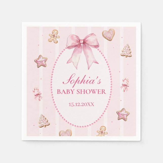 Servilleta De Papel Pink Christmas Cookie Baby Shower (Anverso)