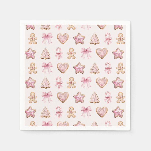 Servilleta De Papel Pink Christmas Cookie Pattern Baby Shower (Anverso)