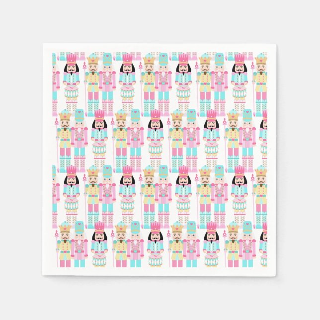 Servilleta De Papel Pink Christmas Paste Nutcracker Ballet Soldiers (Anverso)