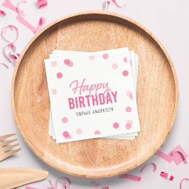 Servilleta De Papel Pink Confetti Happy Birday