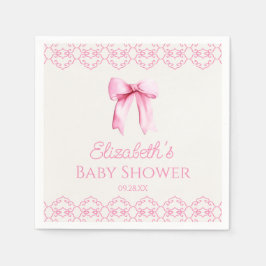 Servilleta De Papel Pink Coquette Bow Baby Shower
