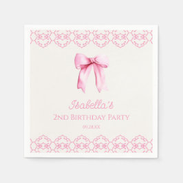 Servilleta De Papel Pink Coquette Bow Birday Party
