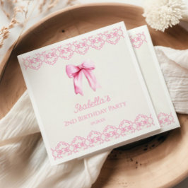 Servilleta De Papel Pink Coquette Bow Birday Party