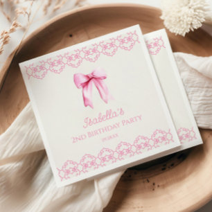 Servilleta De Papel Pink Coquette Bow Birday Party