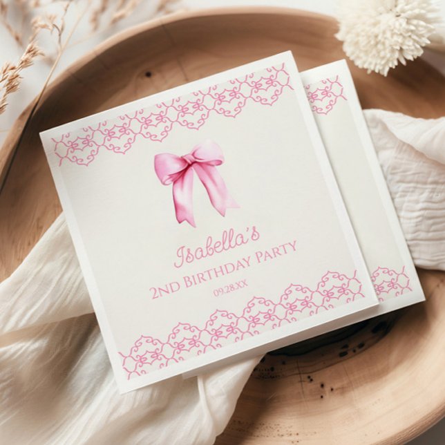 Servilleta De Papel Pink Coquette Bow Birday Party (Subido por el creador)