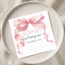 Servilleta De Papel Pink Coquette Bow Birthday Party 