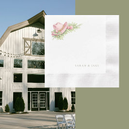 Servilleta De Papel Pink Cowboy Hat Rustic Wedding Cocktail