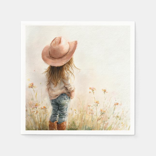 Servilleta De Papel Pink Cowgirl Birthday | Farm Theme 1st  (Anverso)