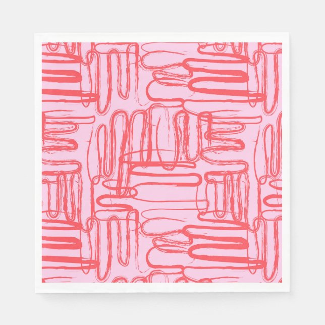 Servilleta De Papel Pink Curve Wavy Squiggle Abstract Modern (Anverso)