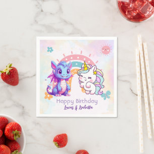 Servilleta De Papel Pink Cute Unicorn dinosaurios arco iris Fiesta de