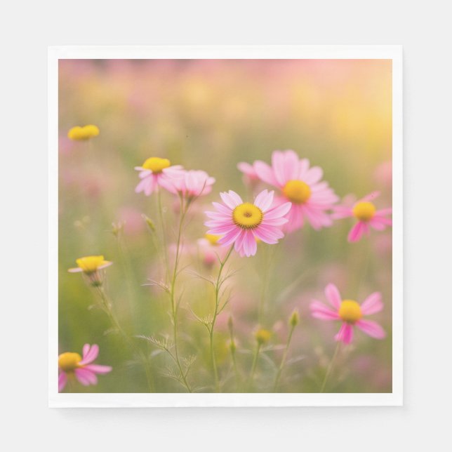 Servilleta De Papel Pink Daisies Meadow (Anverso)