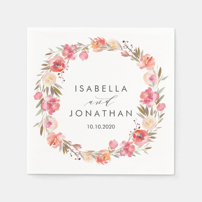 Servilleta De Papel Pink de sueños | boda Rústico de Flores Personaliz (Anverso)