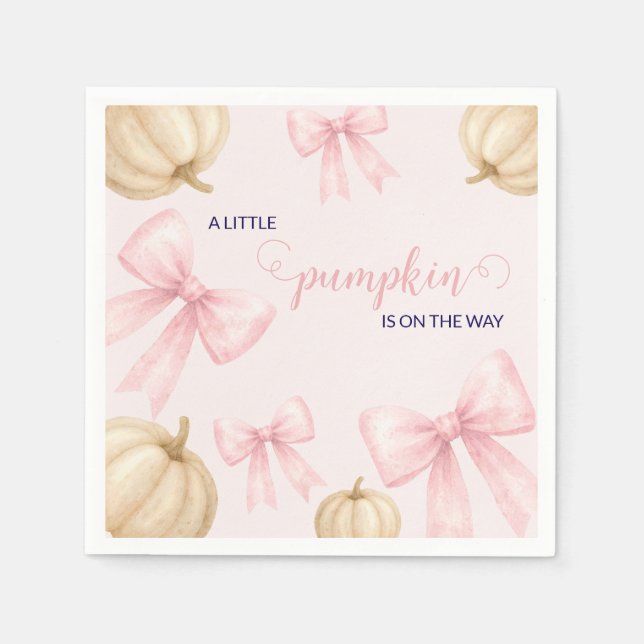 Servilleta De Papel Pink delicado arco Pumpkin Baby Shower (Anverso)